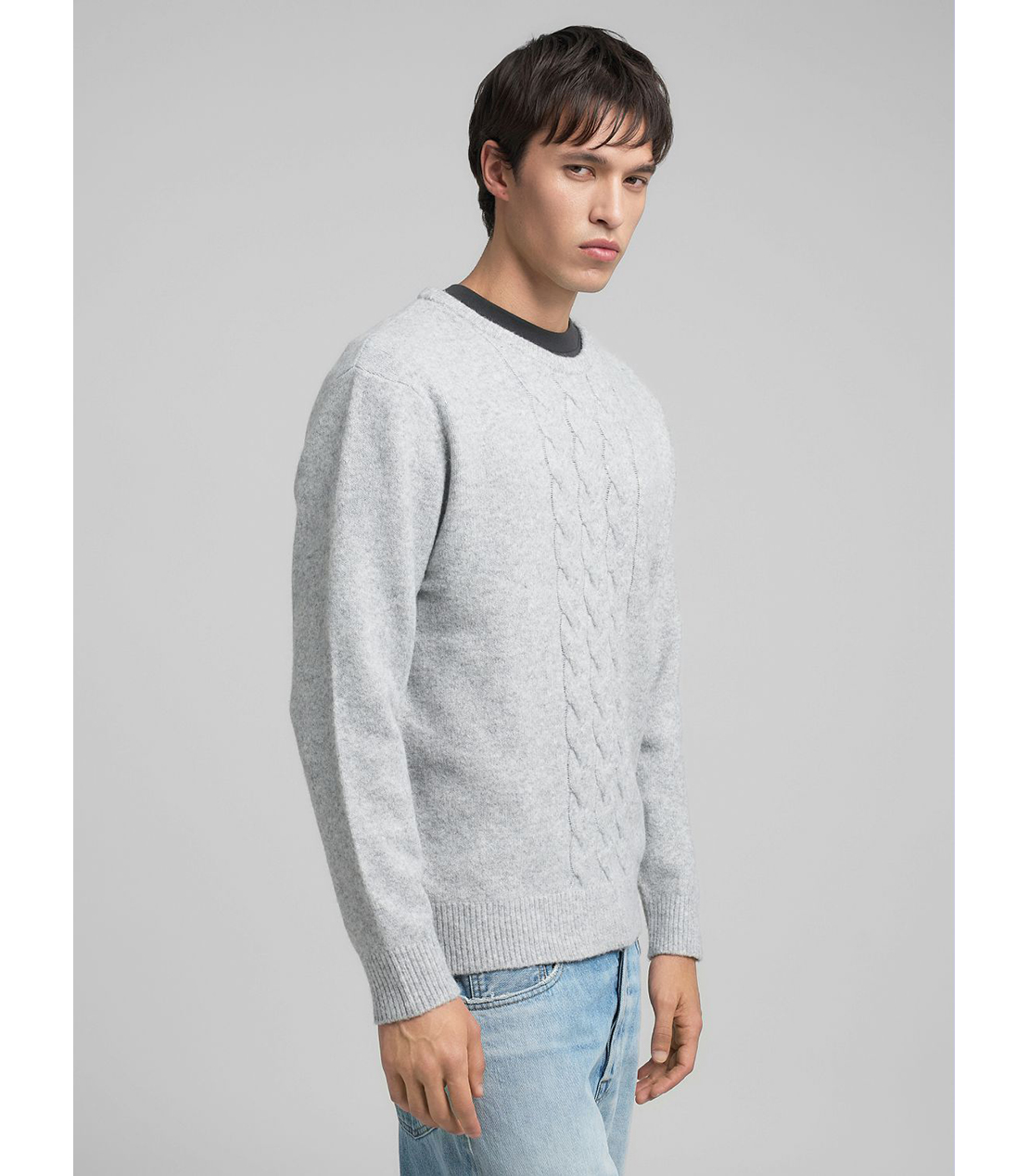 リサイクルファブリッククルーネックニット 詳細画像 メランジグレー 4